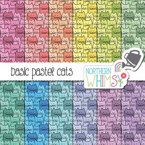 Pastel Cat Pattern Digital Package – Northern Whimsy Design